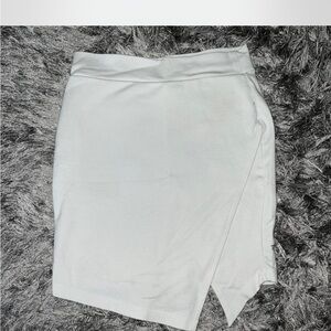 White Asymmetrical Wrap Pencil Skirt